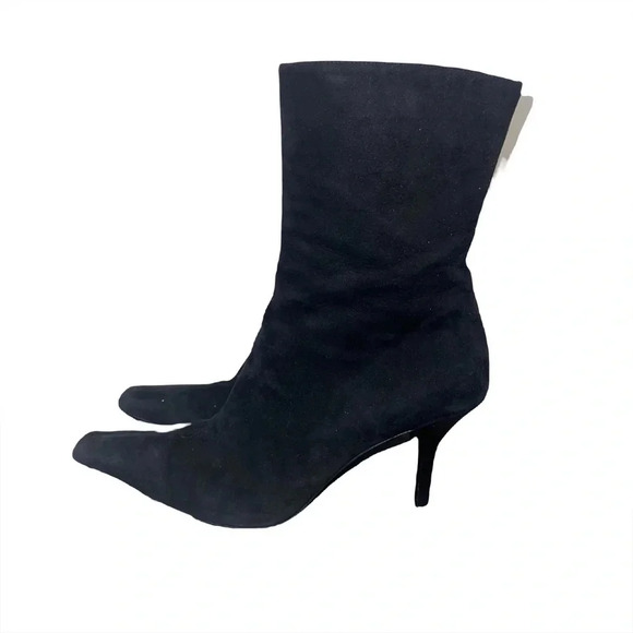 Gucci Black Suede Square Pointed Toe Heel Boots Witchy Grunge Dark Romantic Sz 9 - Picture 1 of 15